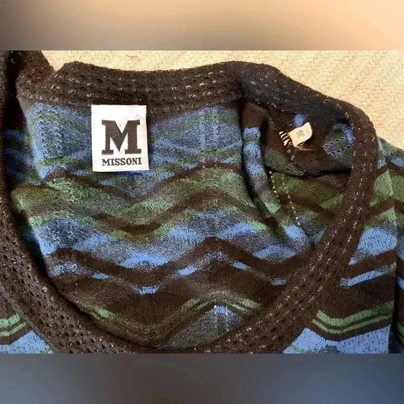 Missoni Blue Green Black Zigzag Long Sleeve Knit Mini Dress Size 36 (0) - Picture 4 of 7